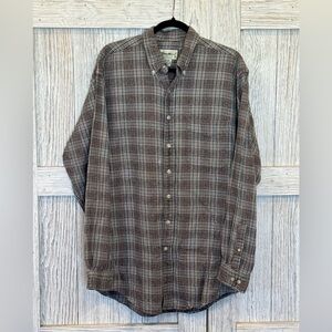 Eddie Bauer Brown Plaid Casual Button Down Shirt